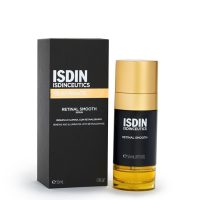 Bottle  of  Isdin  Isdinceutics  Retinal  Smooth  Face  Serum  by  Isdin,  a  night  serum  indicated  for  skin  renewal  and  reducing  dull  skin.