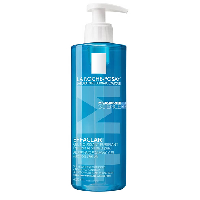LaRochePosayEffaclarFoamingGel+M400ml Bottle of La Roche Posay Effaclar Purifying Foaming Gel by La Roche Posay, a gel indicated for purifying oily and sensitive skin.