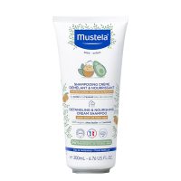 Bottle  of  Detangling  &  Nourishing  Cream  Shampoo  by  Mustela,  a  cream  shampoo  indicated  for  detangling  baby  hair.