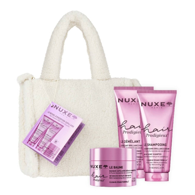 Nuxe The Luxury Hair Care Routine Set Box of Nuxe The Luxury Hair Care Routine Set by Nuxe, a hair care kit indicated for cleansing and restoring hair shine.