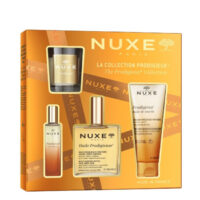 Box  of  Nuxe  The  Prodigieux  Collection  Set  by  Nuxe,  a  multi-product  kit  indicated  for  nourishing  the  face,  body  and  hair.
