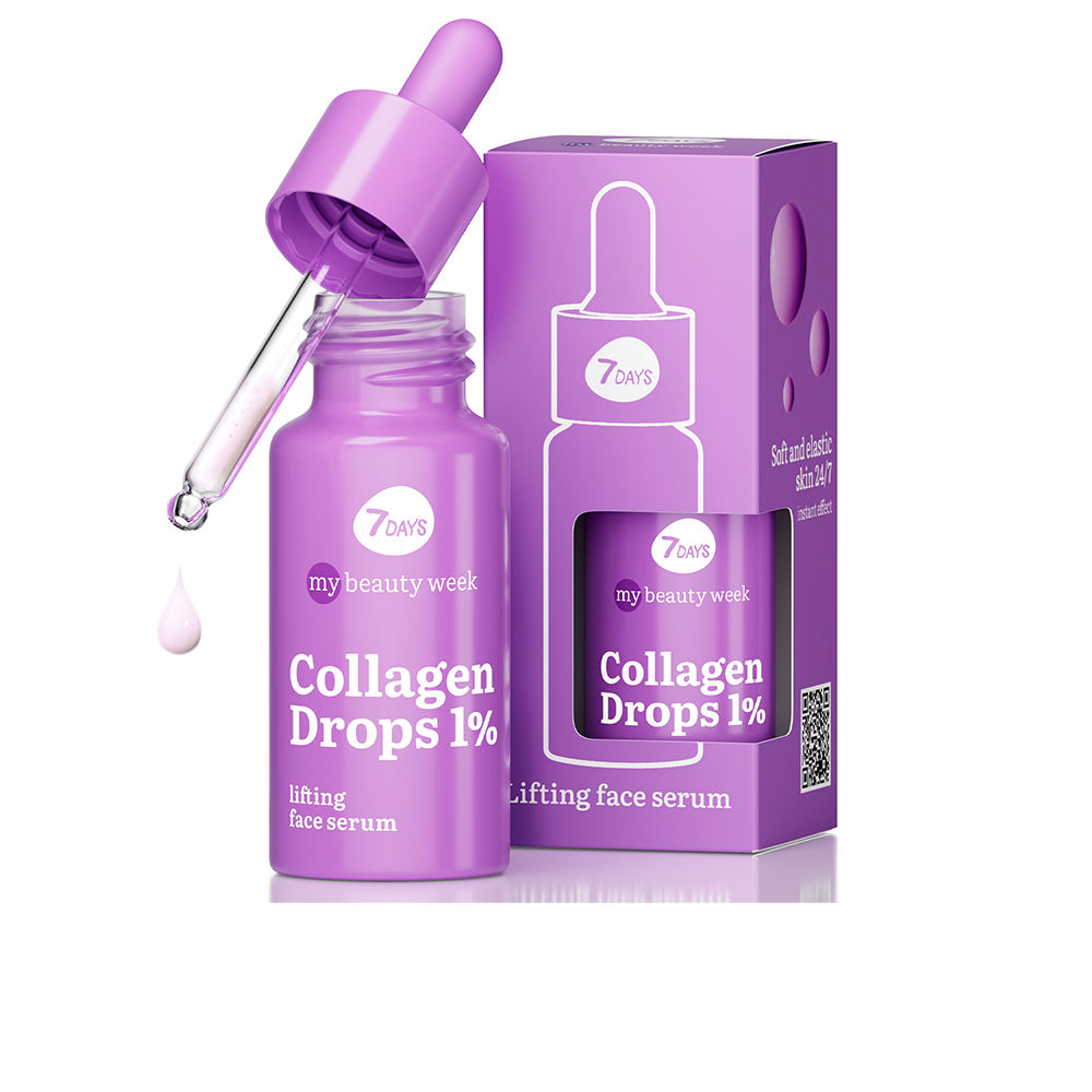 Bottle  of  7Days  Collagen  Drops  Lifting  Facial  Serum  by  7Days,  a  serum  indicated  for  reducing  wrinkles  and  lifting  the  skin.