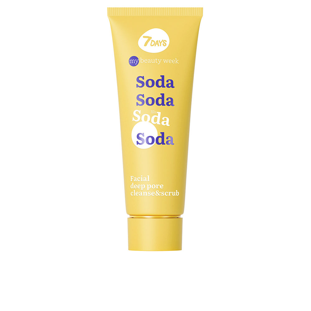 Tube  of  7Days  Soda  Facial  Deep  Pore  Cleanse  and  Scrub  by  7Days,  a  scrub  indicated  for  deep  cleansing  and  exfoliating  skin.