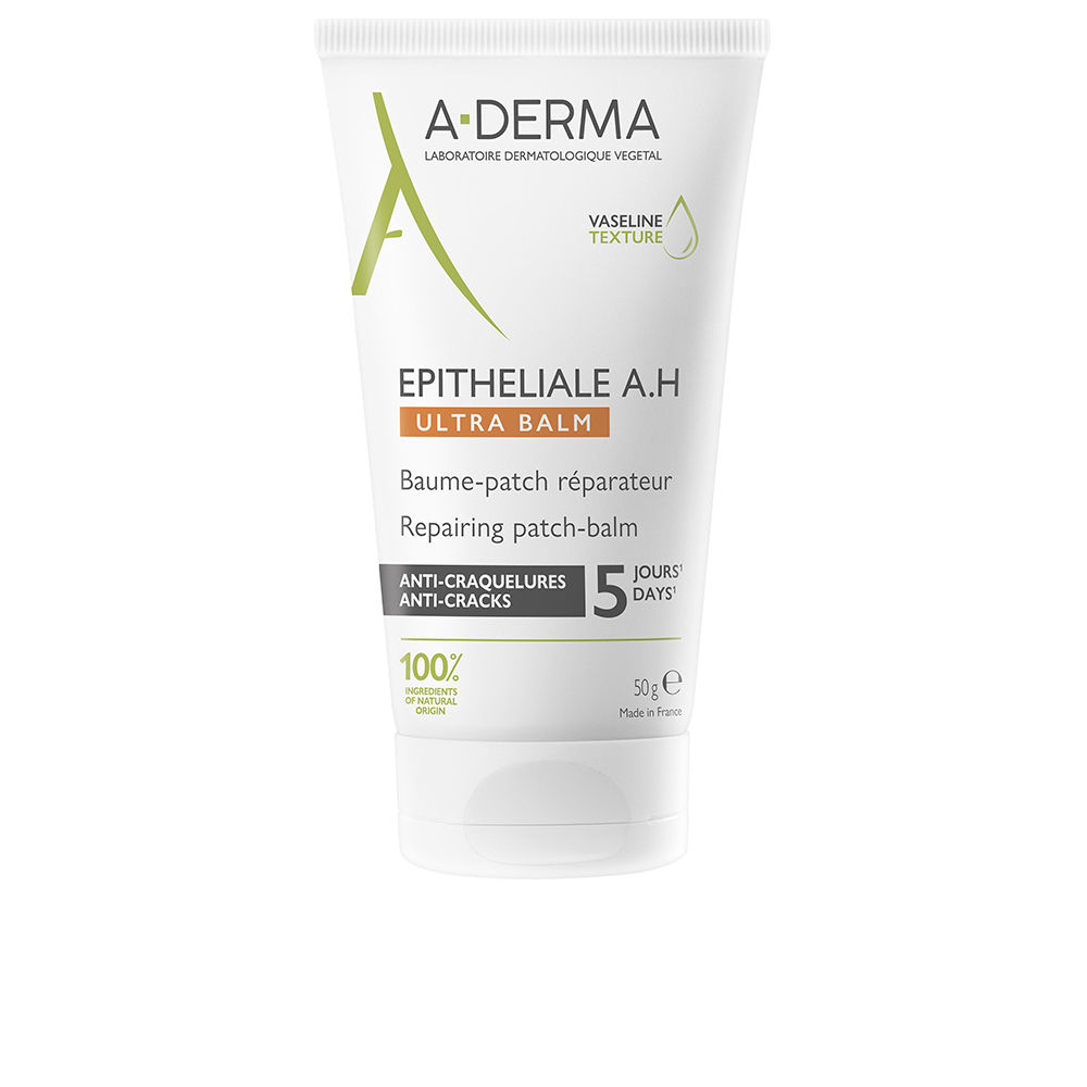 A-DermaEpithelialeAHUltraBalmRepairingPatch-Balm50g Tube of A-Derma Epitheliale AH Ultra Balm Repairing Patch-Balm by A-Derma, a balm indicated for damaged skin and epidermal regeneration.