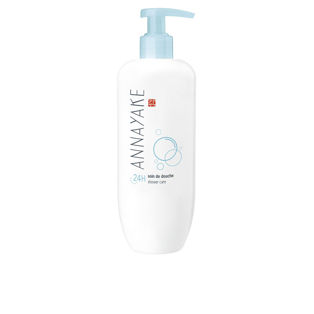 Bottle  of  Annayake  24H  Shower  Care  by  Annayake,  a  cleansing  cream  indicated  for  maintaining  skin  balance  and  freshness.