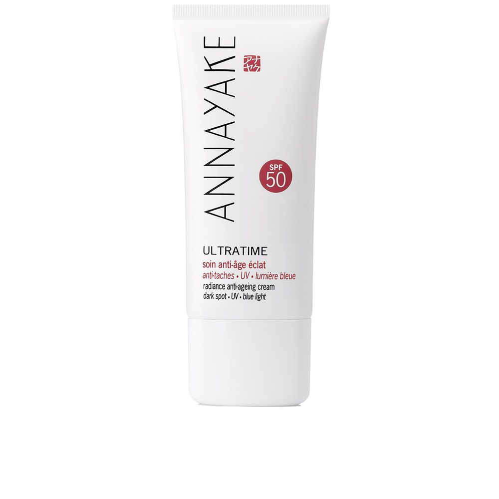 Tube  of  Annayake  Ultratime  Radiance  Anti-Aging  Cream  SPF50  by  Annayake,  a  cream  indicated  for  correcting  photo-ageing.