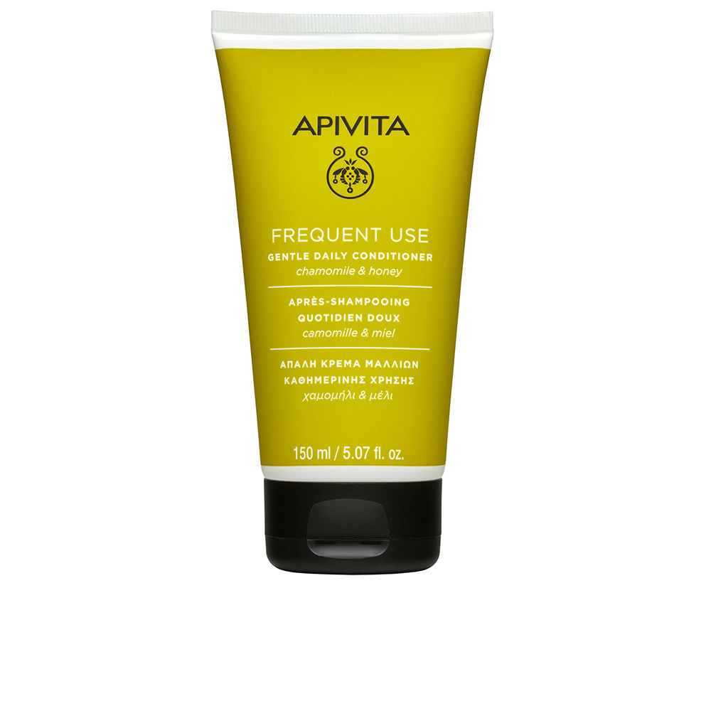 Bottle  of  Apivita  Frequent  Use  Gentle  Daily  Conditioner  by  Apivita,  a  conditioner  indicated  for  hair  softness  and  hydration.