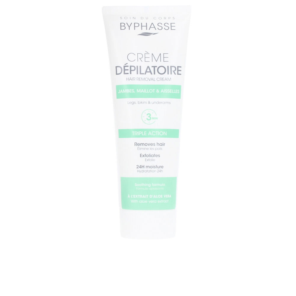 Tube  of  Byphasse  Aloe  Vera  Extract  Hair  Removal  Cream  by  Byphasse,  a  depilatory  cream  indicated  for  effective  hair  removal.