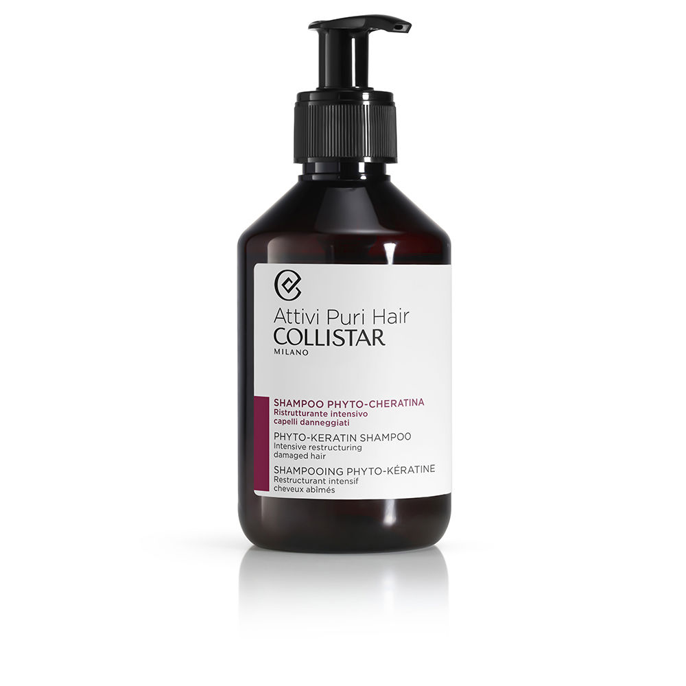Bottle  of  Collistar  Phyto-Keratin  Restructuring  Shampoo  by  Collistar,  a  shampoo  indicated  for  cleansing  and  repairing  damaged  hair.