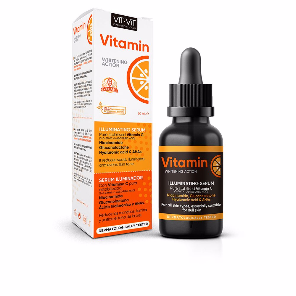 Bottle  of  Diet  Esthetic  Vit  Vit  Cosmeceuticals  Vitamin  C  Serum  by  Diet  Esthetic,  a  serum  indicated  for  brightening  skin  and  reducing  dark  spots.