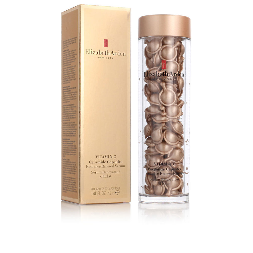 Box  of  Elizabeth  Arden  Ceramide  Vitamine  C  Capsules  by  Elizabeth  Arden,  a  dry  oil  serum  indicated  for  brightening  skin  tone.
