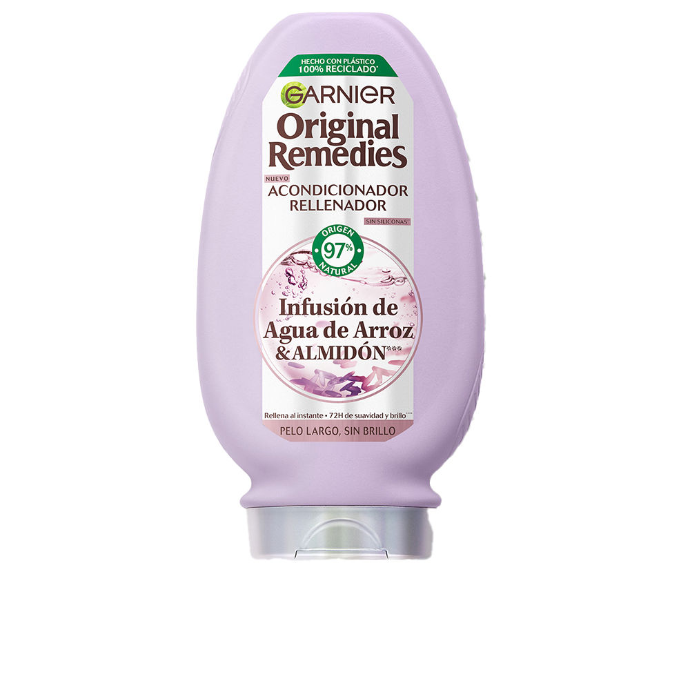 Bottle  of  Garnier  Original  Remedies  Rice  Water  Conditioner  by  Garnier,  a  conditioner  indicated  for  moisturizing  dull  hair.