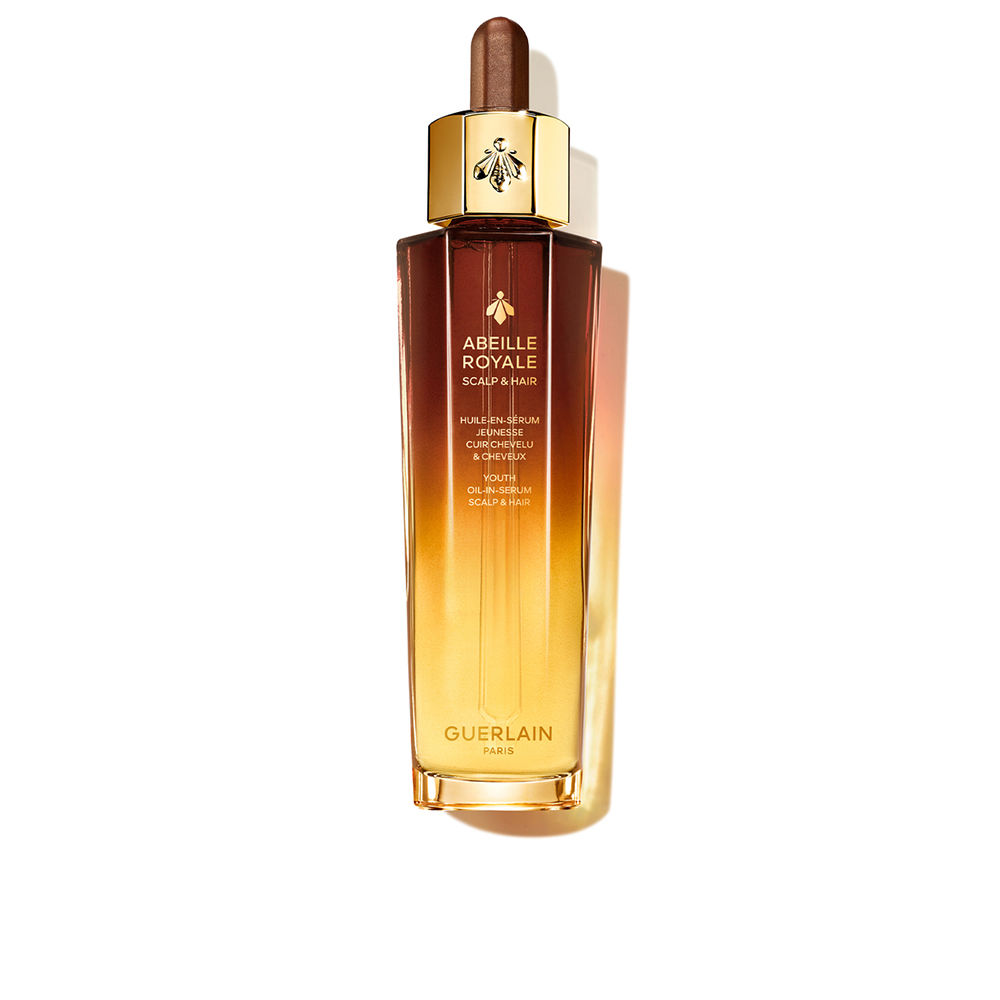 Bottle  of  Guerlain  Abeille  Royale  Scalp  &  Hair  Youth-in-Oil  Serum  by  Guerlain,  a  hair  serum  indicated  for  scalp  revitalisation.