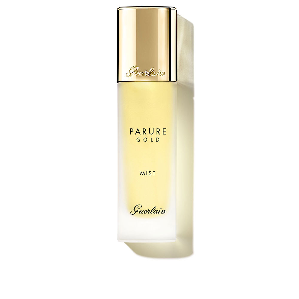Spray  of  Guerlain  Parure  Gold  Mist  by  Guerlain,  a  setting  mist  indicated  for  hydrating  and  protecting  the  foundation  finish.