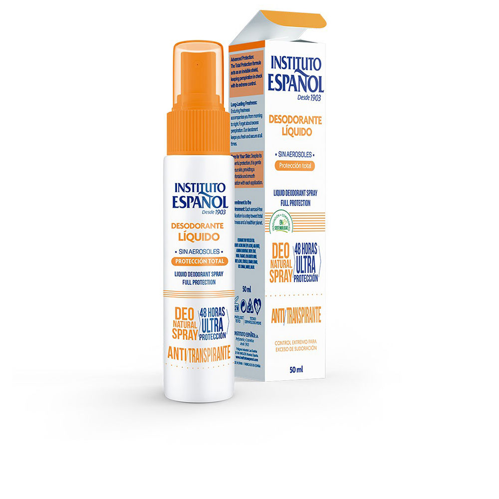 Spray  of  Instituto  Español  Total  Protection  Liquid  Deodorant  Spray  by  Instituto  Español,  a  deodorant  for  sweating  control.