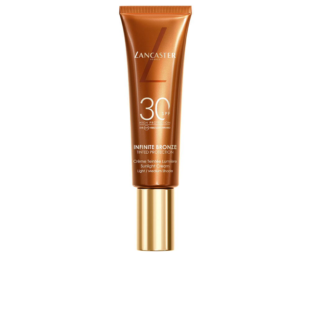 LancasterInfiniteBronzeTintedSunCreamSPF30LighttoMediumShade50ml Tube of Infinite Bronze Tinted Sun Cream SPF30 by Lancaster, a tinted cream indicated for bronzing and sun protection.