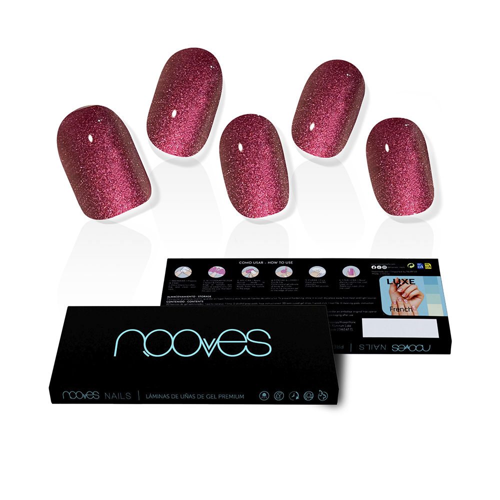 NoovesGelSheetsRubyClaretGlamGlitterFalseNailsx20 Nooves Gel Sheets Ruby Claret Glam Glitter False Nails x20