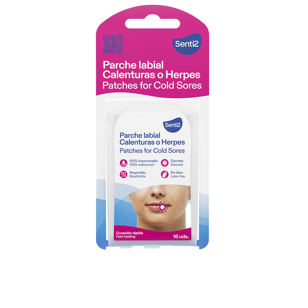 Senti2LipHerpesPatchesx16 Box of Senti2 Lip Herpes Patches by Senti2, a patch indicated for rapid healing and prevention of cold sore crusting.