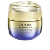 Jar  of  Shiseido  Vital  Perfection  Uplifting  &  Firming  Advanced  Cream  Enriched  by  Shiseido,  a  cream  indicated  for  dry  skin  aging.