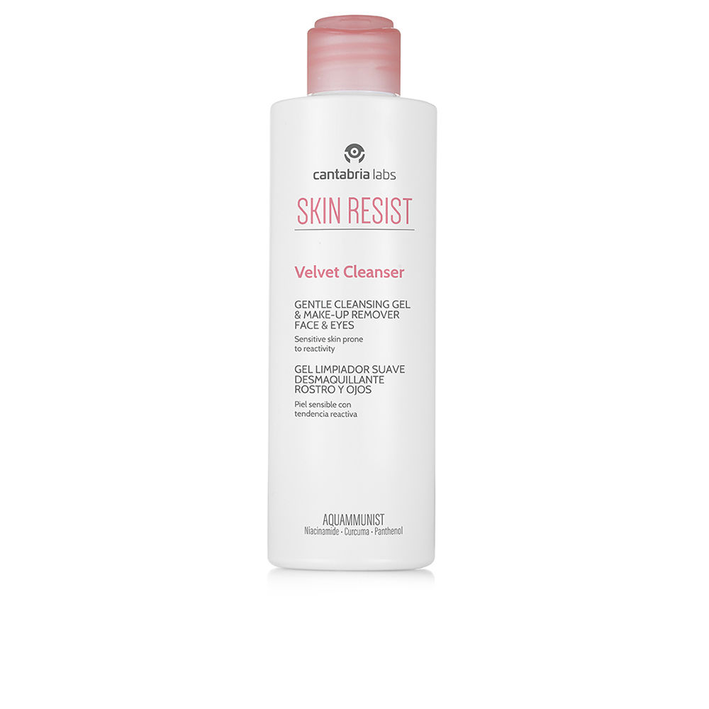 SkinResistVelvetGentleCleansingGelForFaceAndEyes200ml Bottle of Skin Resist Velvet Gentle Cleansing Gel by Skin Resist, a gel indicated for cleansing reactive skin and removing makeup.