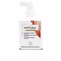 Bottle  of  Voltage  Cosmetics  Stop  Hair-Loss  Lotion  by  Voltage  Cosmetics,  a  lotion  indicated  for  treating  seasonal  or  chronic  hair  loss.