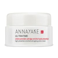 Jar  of  Ultratime  Prevention  Anti-Aging  Prime  Cream  by  Annayake,  a  cream  indicated  for  delaying  the  first  signs  of  aging.