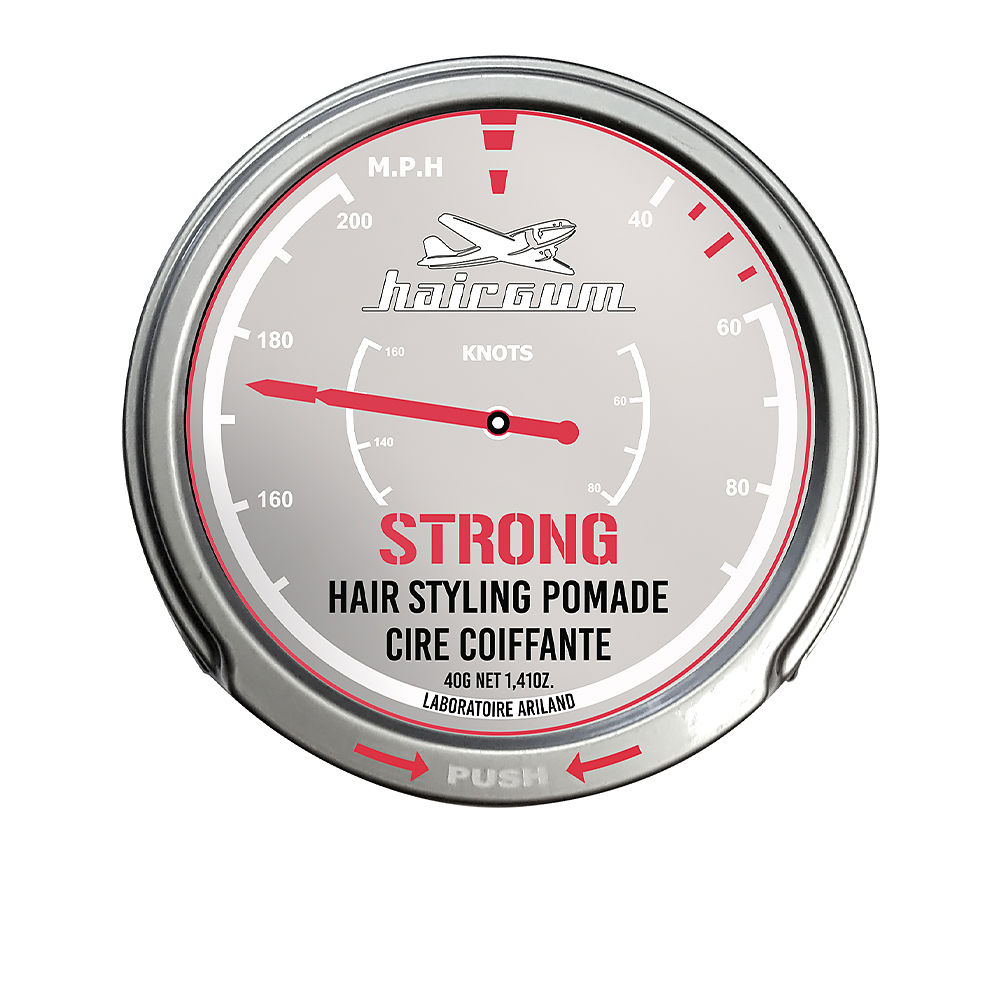 HairgumStrongHairStylingPomade40g Jar of Hairgum Strong Hair Styling Pomade by Hairgum, a styling wax indicated for extreme hold and shiny effect.