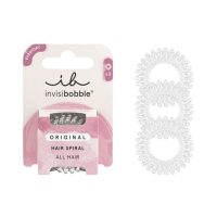 Product  container  of  Invisibobble  Original  Crystal  Clear  by  Invisibobble,  a  spiral  elastic  indicated  for  securing  hair  without  damage.