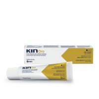 Tube  of  Kin  Gold  Extra  Strong  Fixing  Cream  For  Dental  Prostheses  by  Kin,  a  cream  indicated  for  securing  dental  prostheses.