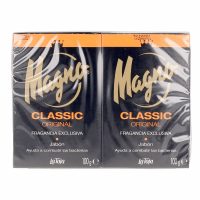 Box  of  Magno  Classic  Hand  Soap  Duo  by  Magno,  a  solid  hand  soap  indicated  for  cleansing  and  nourishing  the  skin.