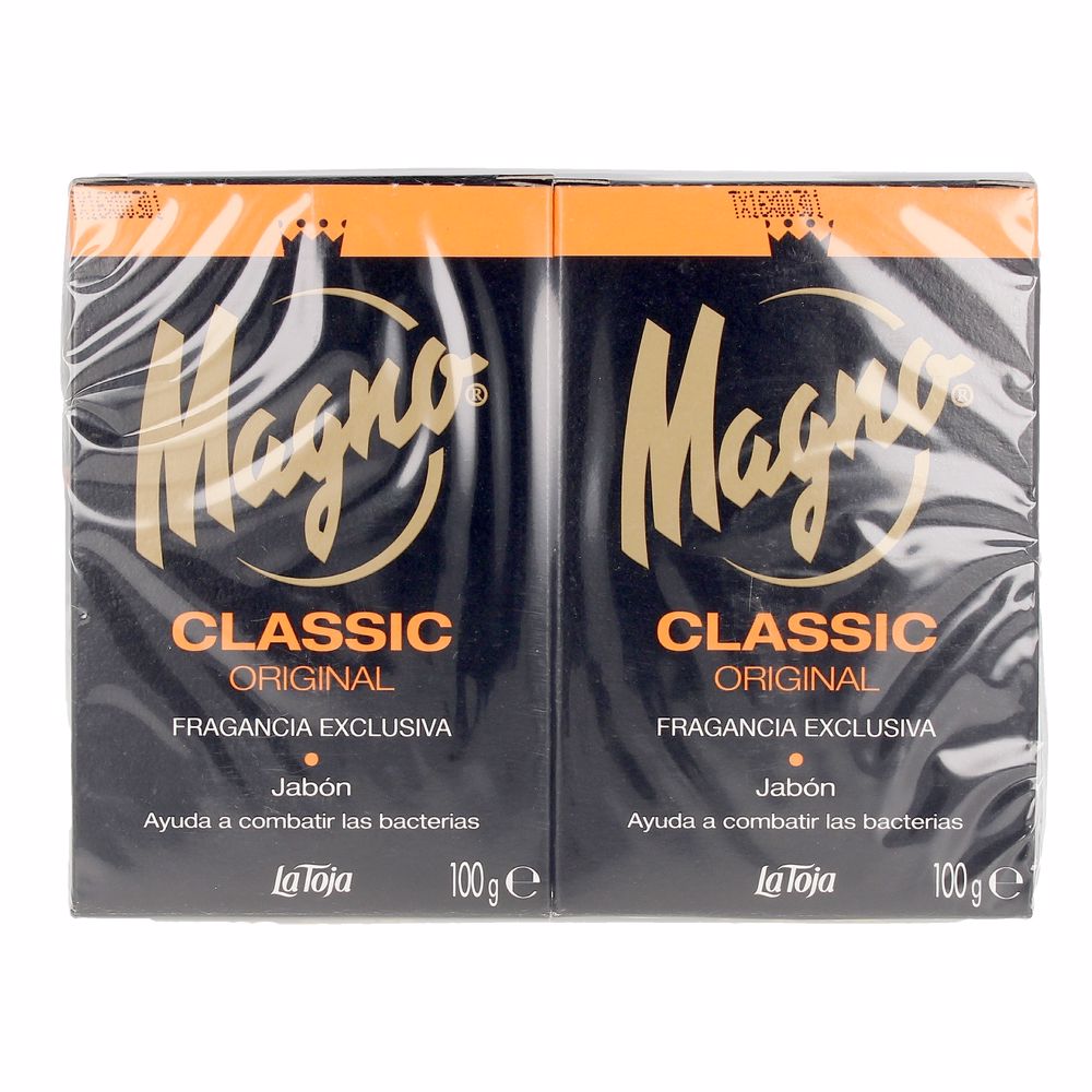 MagnoClassicHandSoapDuo2x100g Box of Magno Classic Hand Soap Duo by Magno, a solid hand soap indicated for cleansing and nourishing the skin.