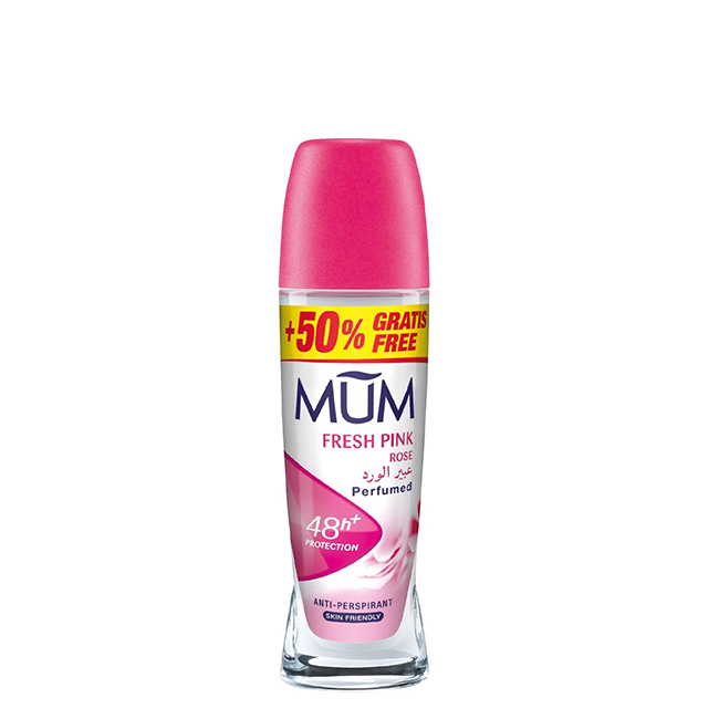 MumFreshPinkDeodorantRoll-On75ml Bottle of Mum Fresh Pink Deodorant Roll-On by Mum, a roll-on deodorant indicated for 48h protection against sweat.