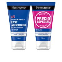 Tube  of  Neutrogena  Fast  Absorbing  Hand  Cream  Duo  by  Neutrogena,  a  cream  indicated  for  non-greasy  hand  hydration.
