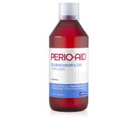 Bottle  of  Perio-aid  Chlorhexidine  0,12%  Mouthwash  by  Perio-aid,  a  mouthwash  indicated  for  periodontal  and  peri-implant  care.