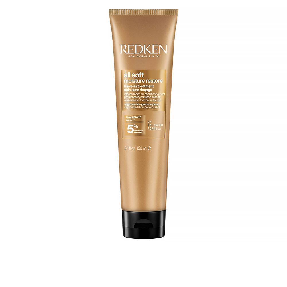 RedkenAllSoftMoistureRestoreLeave-InTreatment150ml Bottle of Redken All Soft Moisture Restore Leave-In Treatment by Redken, a conditioning mask indicated for frizz control.