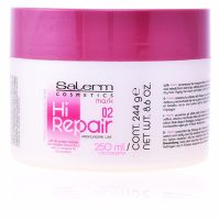 Jar  of  Salerm  Hi  Repair  Mask  02  by  Salerm,  a  hair  mask  indicated  for  rejuvenating  and  repairing  damaged  hair.
