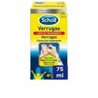 Product  container  of  Scholl  Warts  Treatment  Pencil  by  Scholl,  a  gel  treatment  indicated  for  removing  warts  on  hands  and  feet.