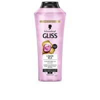 Bottle  of  Schwarzkopf  Gliss  Liquid  Silk  Shampoo  by  Schwarzkopf,  a  repairing  shampoo  indicated  for  dull  and  lifeless  hair.