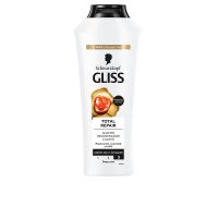 Bottle  of  Schwarzkopf  Gliss  Total  Repair  Shampoo  by  Schwarzkopf,  a  nourishing  shampoo  indicated  for  repairing  damage.