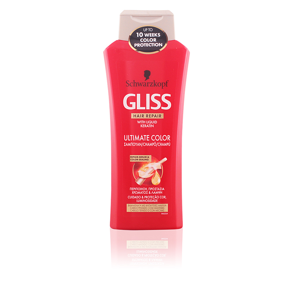 SchwarzkopfGlissUltimateColorShampoo400ml Bottle of Schwarzkopf Gliss Ultimate Color Shampoo by Schwarzkopf, a shampoo indicated for protecting dyed hair color.