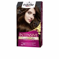 Box  of  Palette  Intensive  Creme  Permanent  Color  3.65  Chocolate  Brown  by  Schwarzkopf,  a  hair  color  indicated  for  gray  coverage.