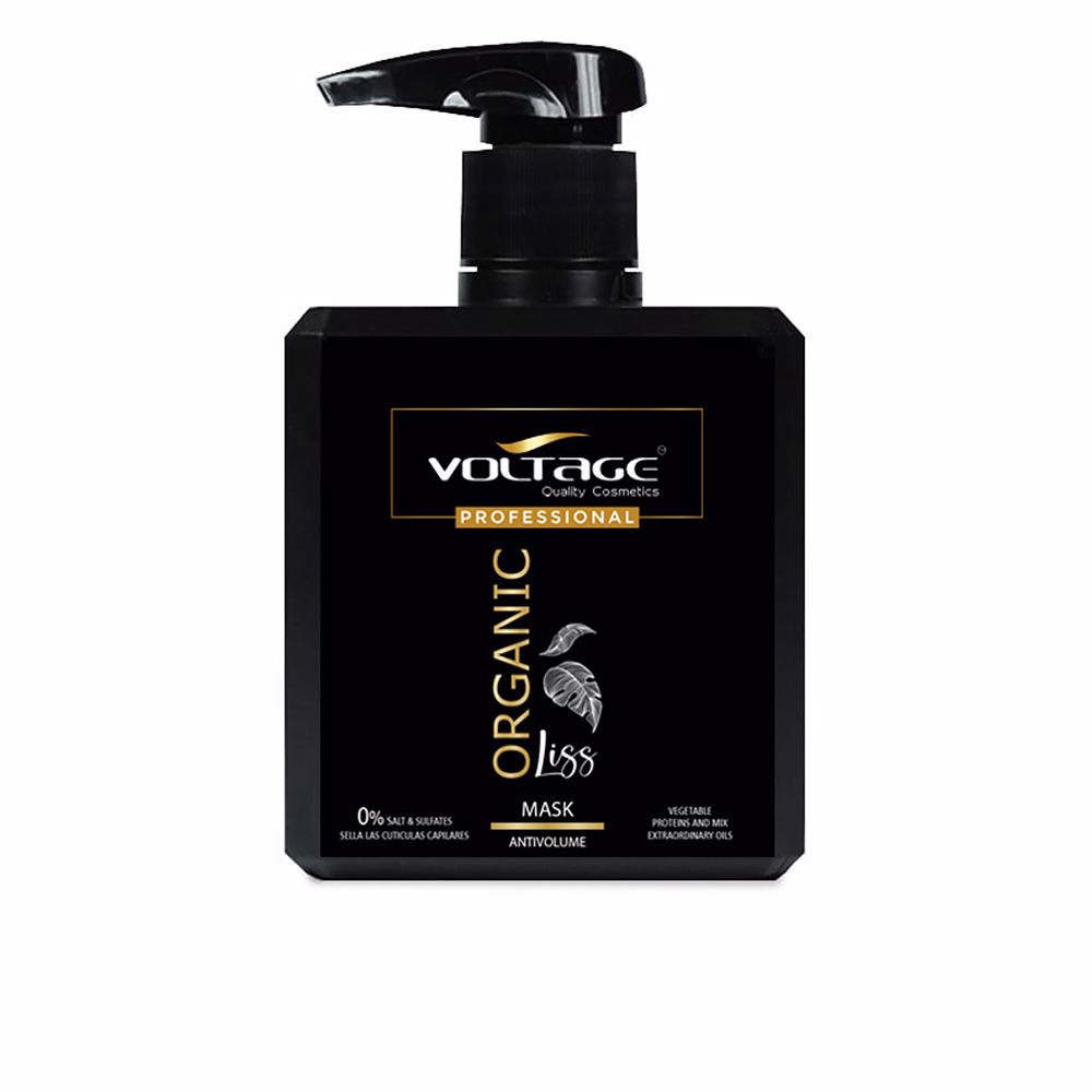 VoltageCosmeticsOrganicLissMask500ml Jar of Voltage Cosmetics Organic Liss Mask by Voltage Cosmetics, a hair mask indicated for frizz elimination and hair straightening.