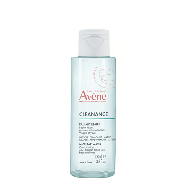 AveneCleananceMicellarWater100ml Bottle of Avène Cleanance Micellar Water by Avène, a micellar water indicated for purifying and balancing oily skin.
