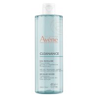 Bottle  of  Cleanance  Micellar  Water  by  Avène,  a  micellar  water  indicated  for  cleansing  and  balancing  oily,  sensitive  skin.