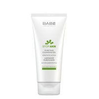 Bottle  of  Babé  Stop  AKN  Purifying  Cleansing  Gel  by  Babé,  a  cleansing  gel  indicated  for  oily  and  acne-prone  skin.