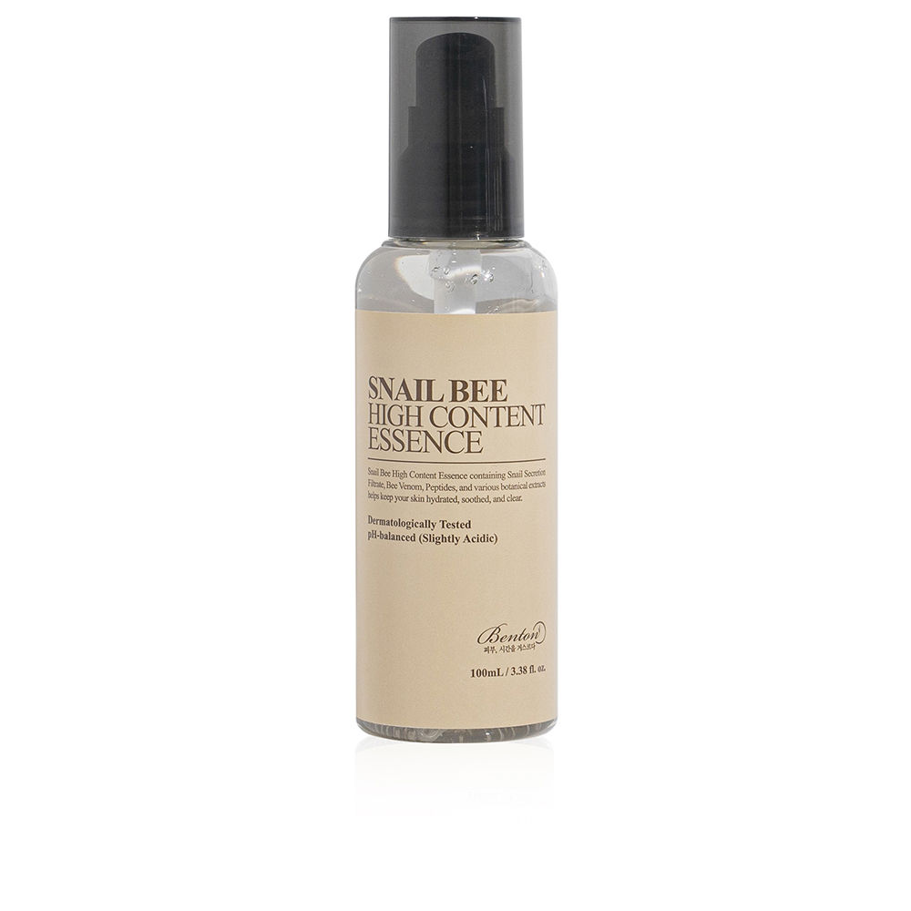 BentonSnailBeeHighContentEssence100ml Bottle of Benton Snail Bee High Content Essence by Benton, a watery essence indicated for hydrating and soothing facial skin.