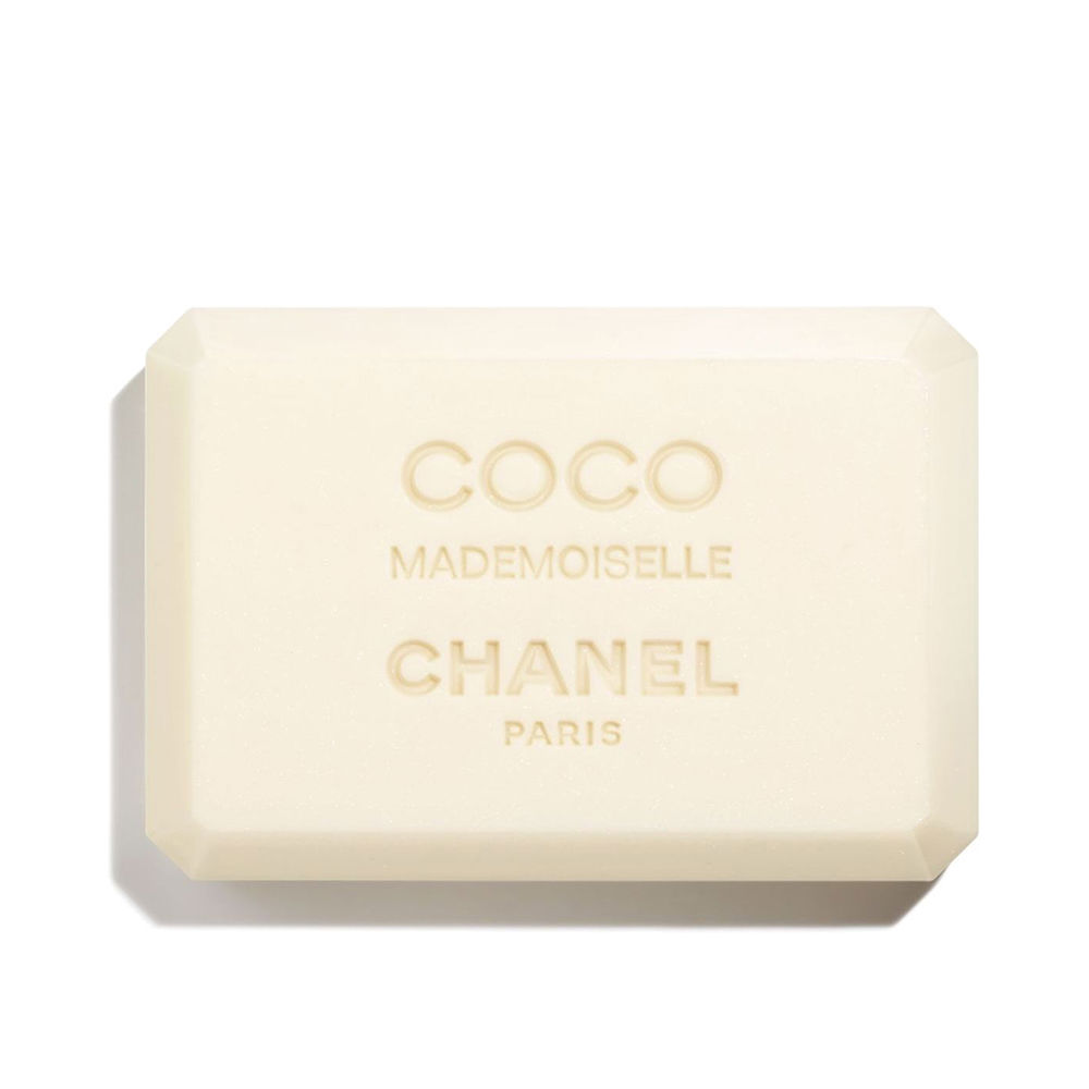 ChanelCocoMademoiselleSoapBar100g Product container of Chanel Coco Mademoiselle Soap Bar by Chanel, a perfumed soap indicated for deep skin cleansing.