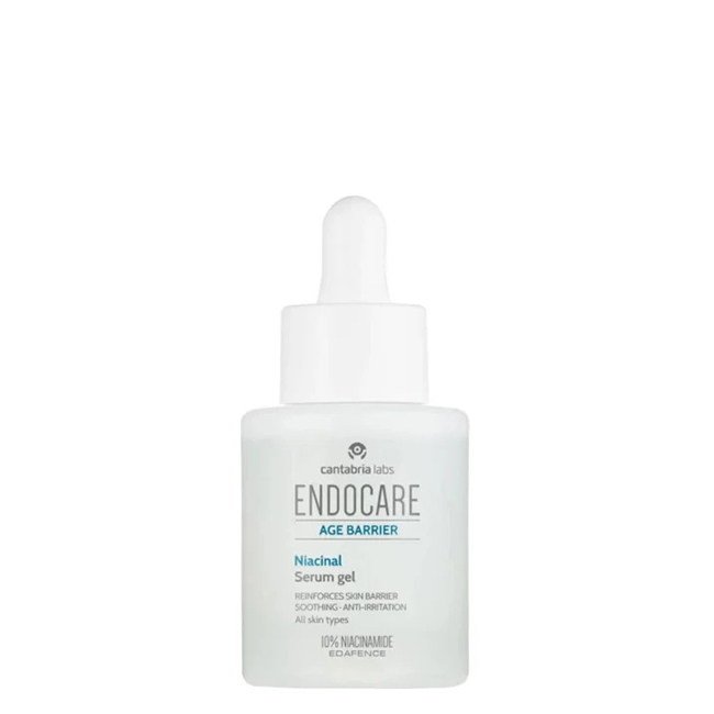 EndocareAgeBarrierNiacinalSerumGel30ml Bottle of Endocare Age Barrier Niacinal Serum Gel by Endocare, a serum gel indicated for brightening and moisturizing skin.