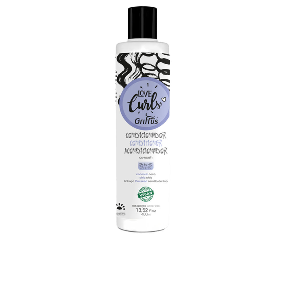 GriffusLoveCurlsCo-WashConditioner2A-4C400ml Bottle of Griffus Love Curls Co-Wash Conditioner 2A-4C by Griffus, a co-wash conditioner indicated for hydrating curly hair.