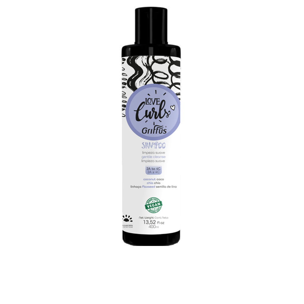 GriffusLoveCurlsGentleCleanseShampoo2A-4C400ml Bottle of Griffus Love Curls Gentle Cleanse Shampoo 2A-4C by Griffus, a shampoo indicated for cleansing curly hair and scalp.